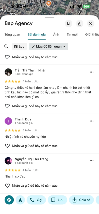 HÌNH ẢNH ĐÁNH GIÁ GOOGLE MAP